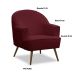 Poltrona Decorativa Pérola Pés Palito Veludo Bordô