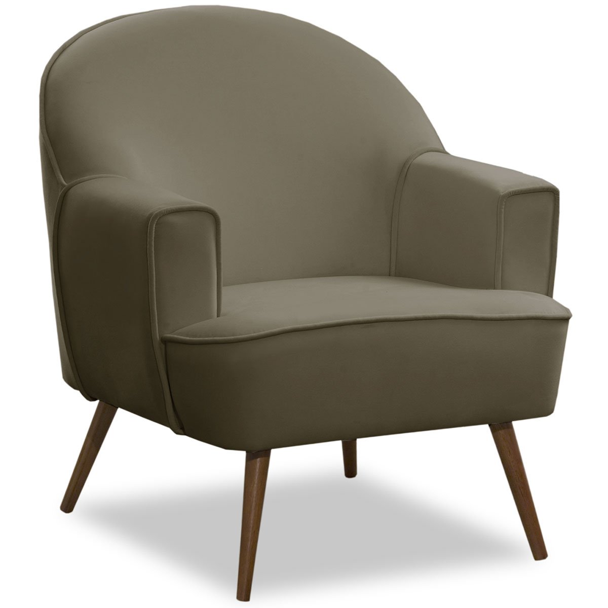 Poltrona Decorativa Pérola Pés Palito Veludo Castor
