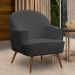 Poltrona Decorativa Pérola Pés Palito Veludo Cinza