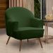Poltrona Decorativa Pérola Pés Palito Veludo Verde