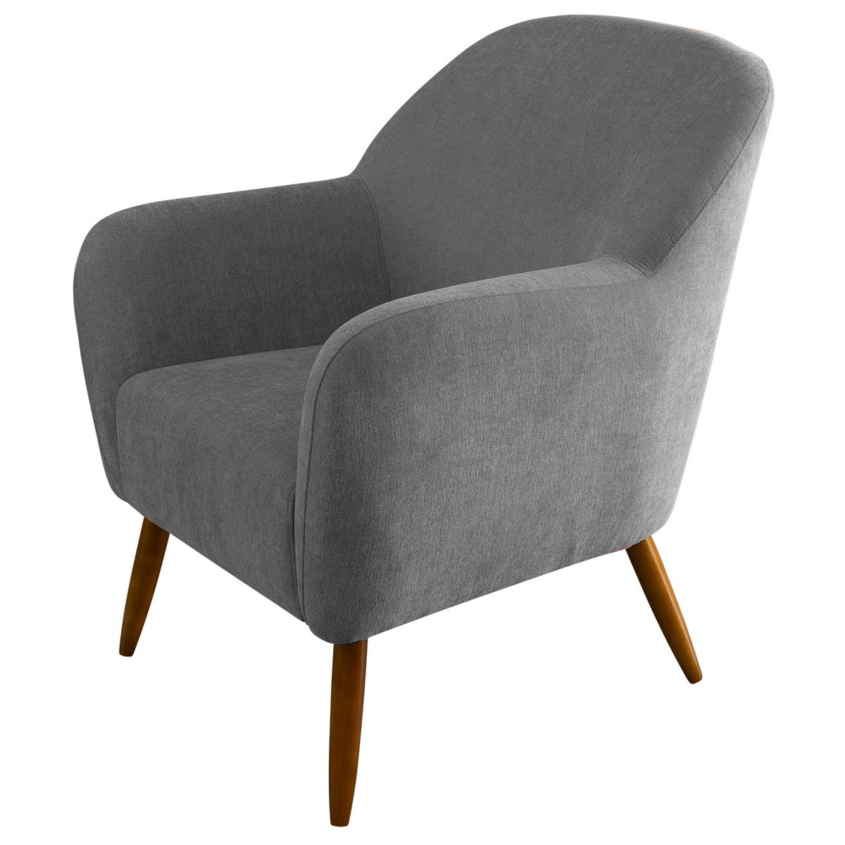 Poltrona para Sala Decorativa Pés Palito Lapazze Linho Cinza
