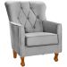 Poltrona para Sala Decorativa c/ Capitonê Carrara Veludo Prata