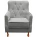 Poltrona para Sala Decorativa c/ Capitonê Carrara Veludo Prata