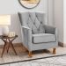 Poltrona para Sala Decorativa c/ Capitonê Carrara Veludo Prata