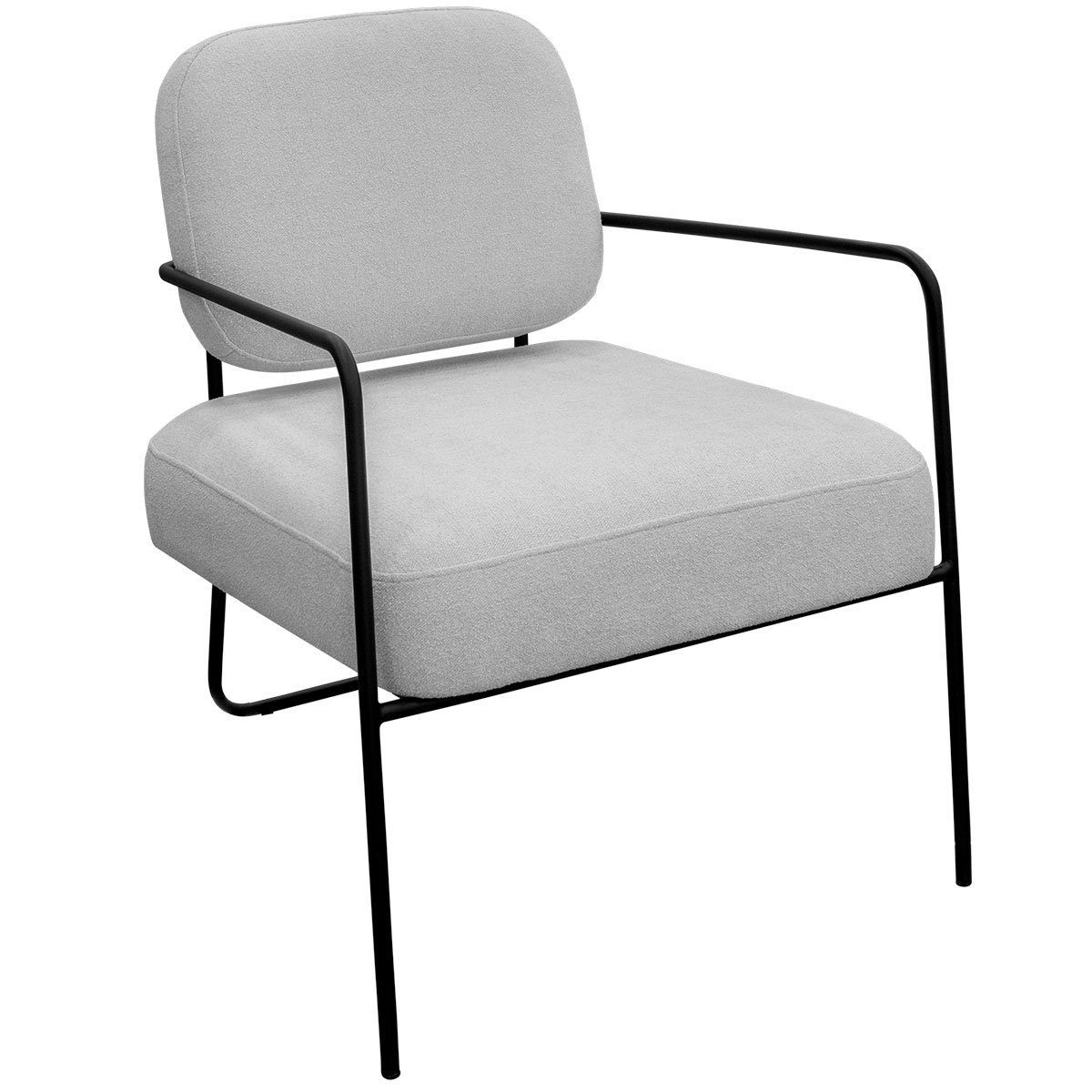 Poltrona para Sala e Escritório Base de Metal Kaety Linho Cinza