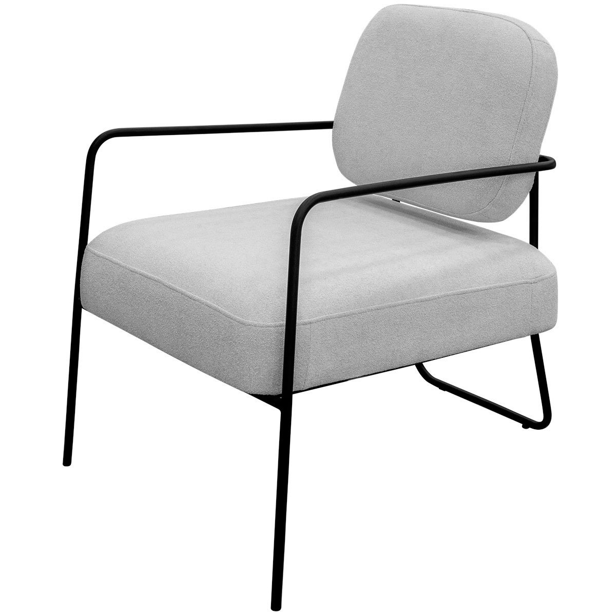 Poltrona para Sala e Escritório Base de Metal Kaety Linho Cinza