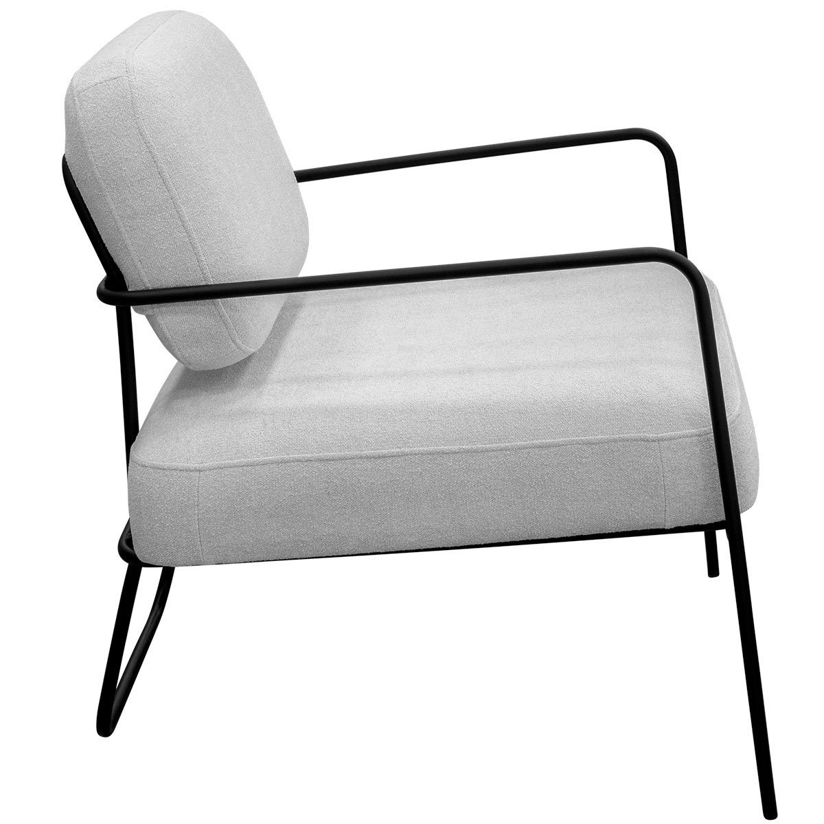 Poltrona para Sala e Escritório Base de Metal Kaety Linho Cinza