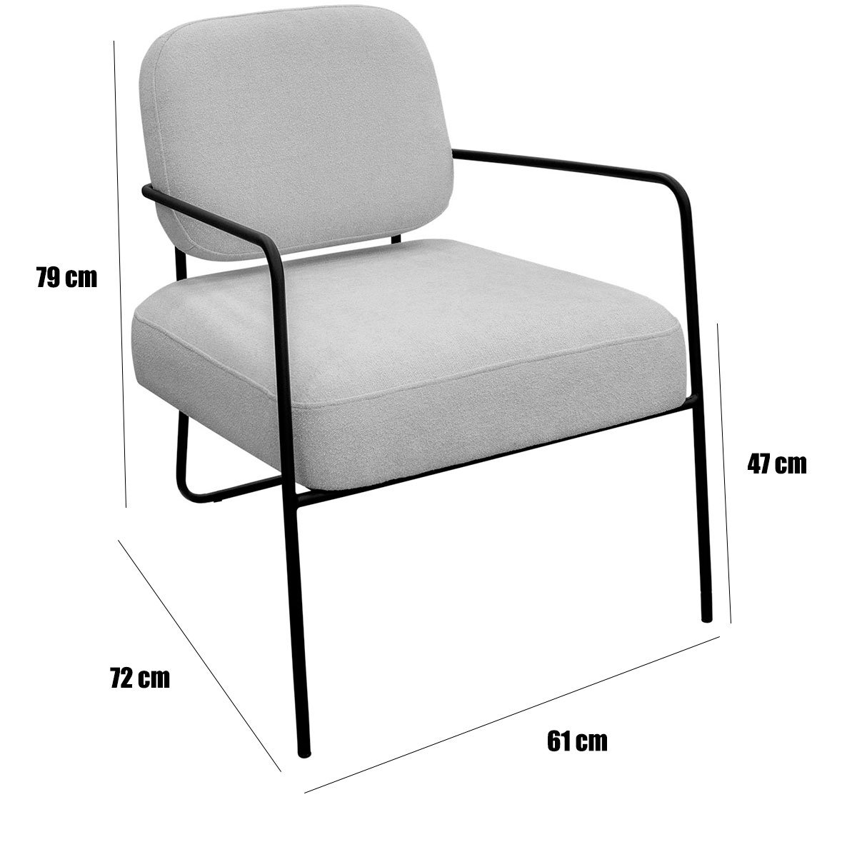 Poltrona para Sala e Escritório Base de Metal Kaety Linho Palha