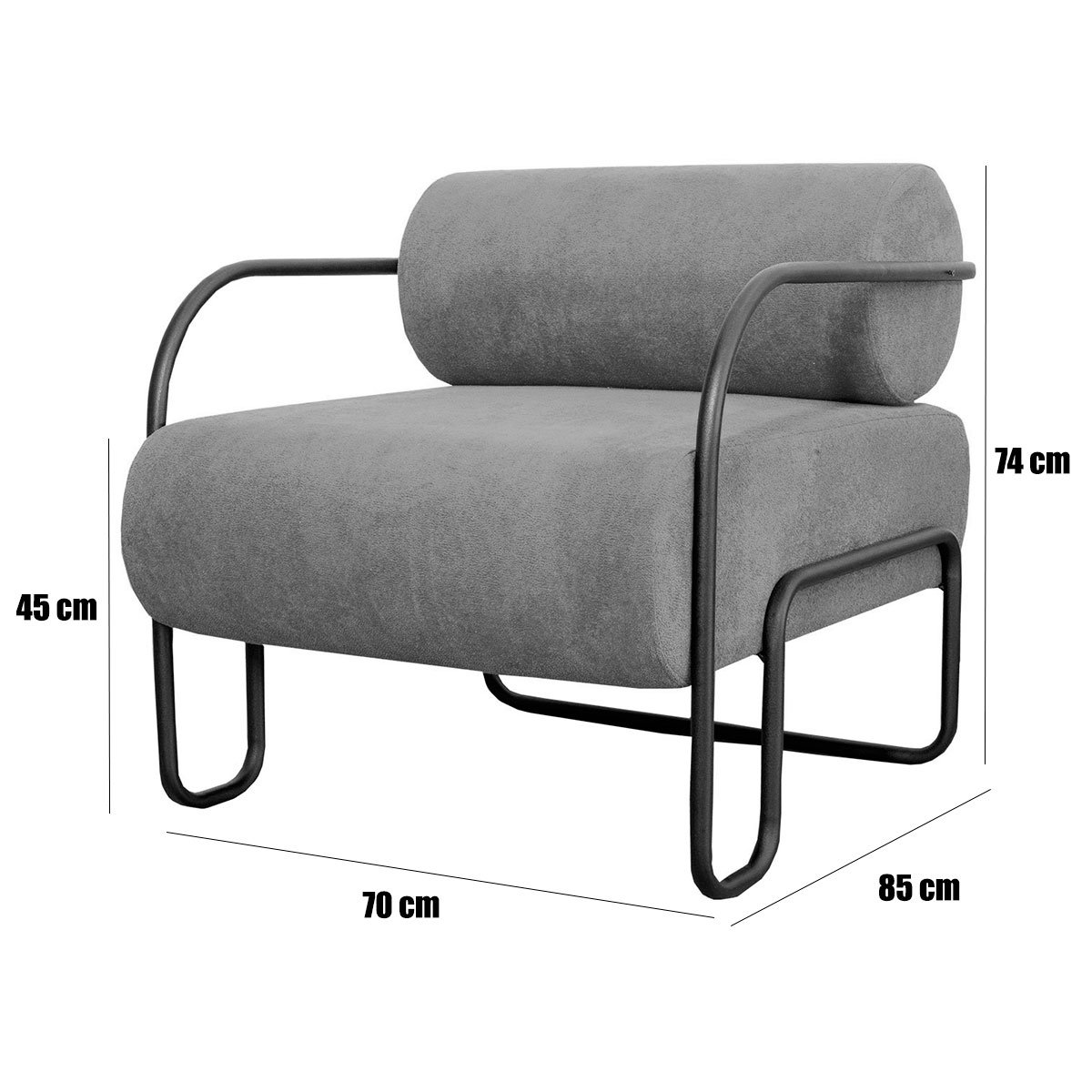 Poltrona para Sala e Escritório Base de Metal Mansk Linho Bege