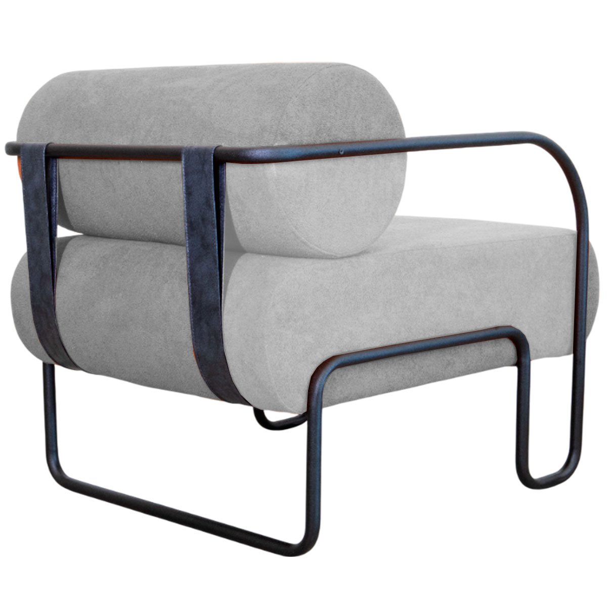 Poltrona para Sala e Escritório Base de Metal Mansk Linho Cinza