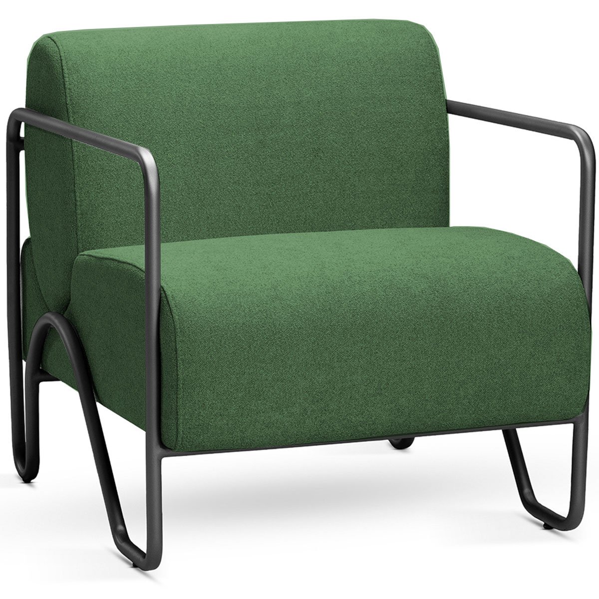 Poltrona para Sala e Escritório Base de Metal Melin Linho Verde