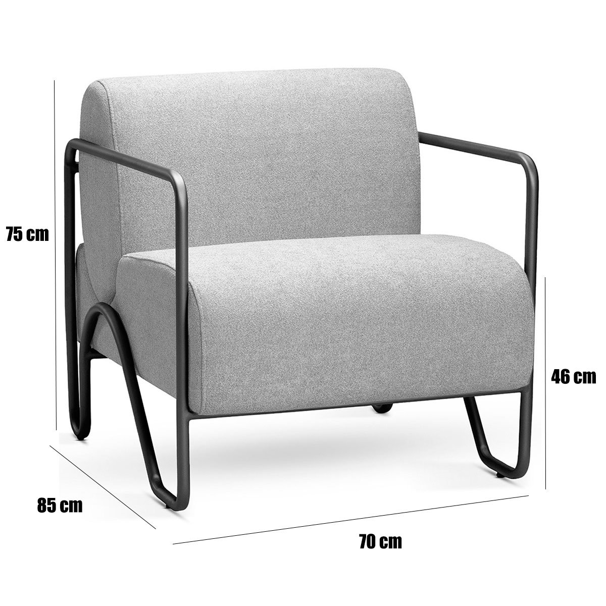 Poltrona para Sala e Escritório Base de Metal Melin Linho Verde