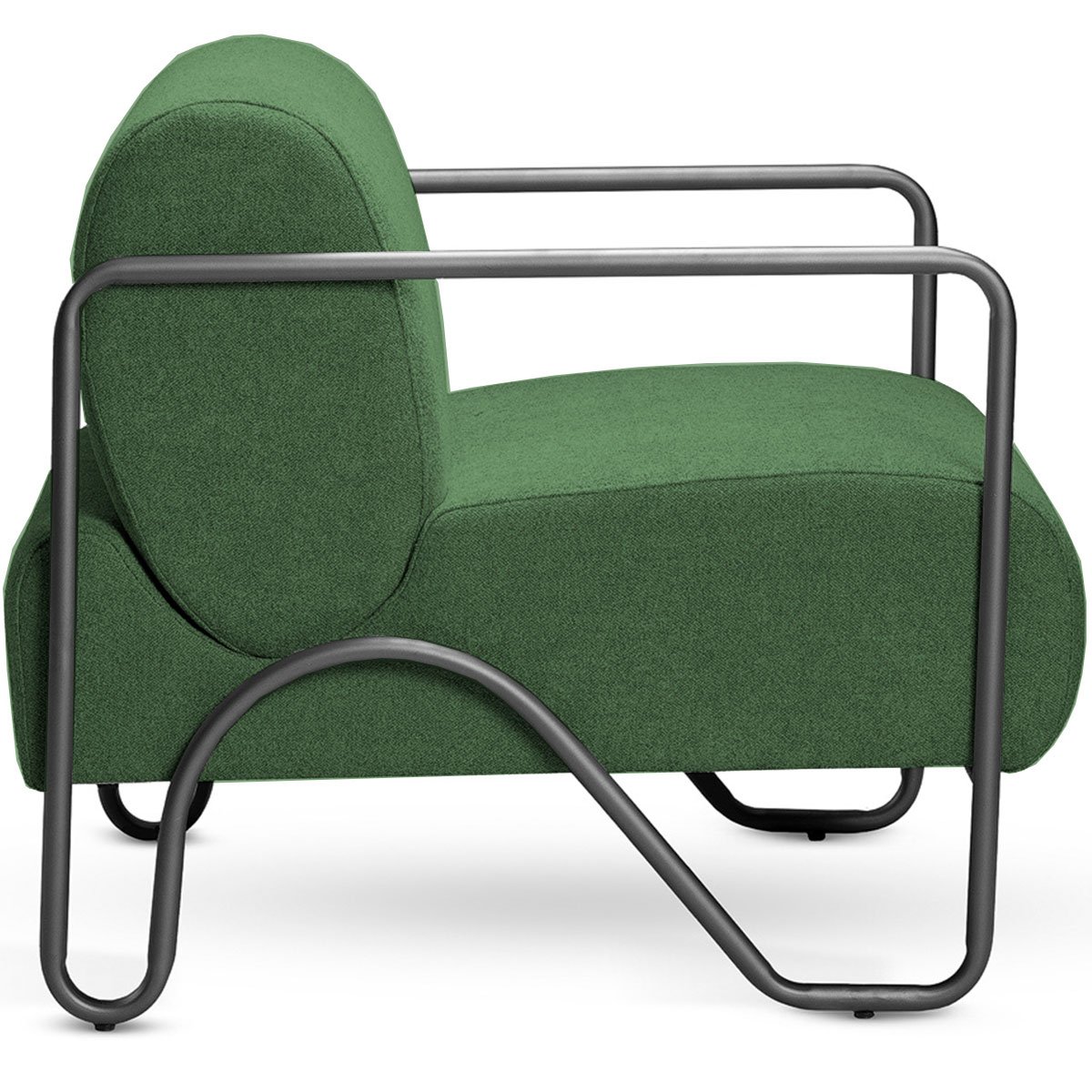 Poltrona para Sala e Escritório Base de Metal Melin Linho Verde