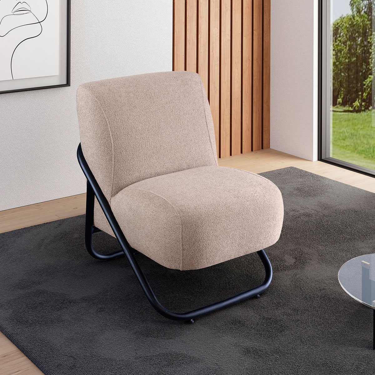 Poltrona para Sala e Escritório Decorativa Andora Linho Bege