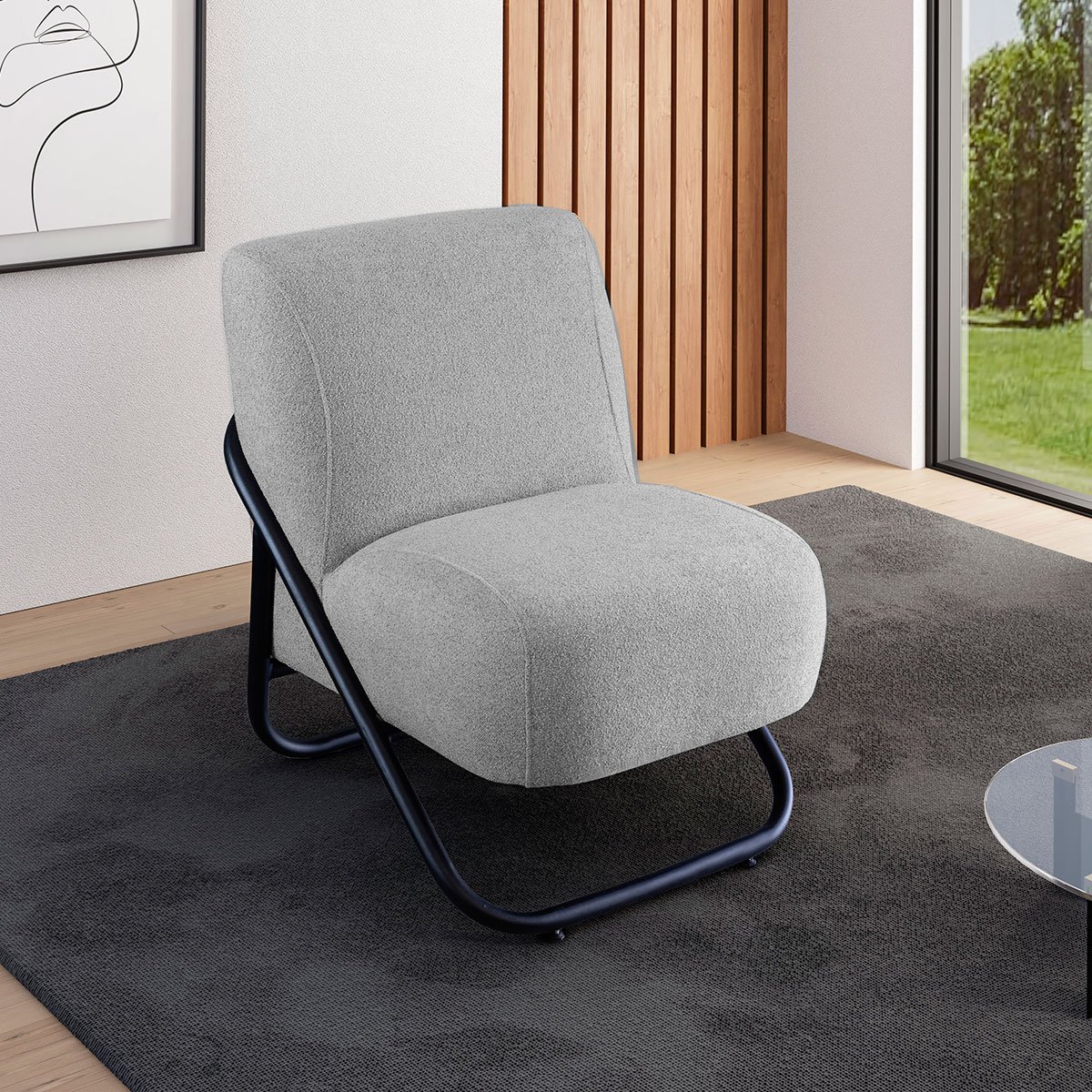 Poltrona para Sala e Escritório Decorativa Andora Linho Cinza Claro