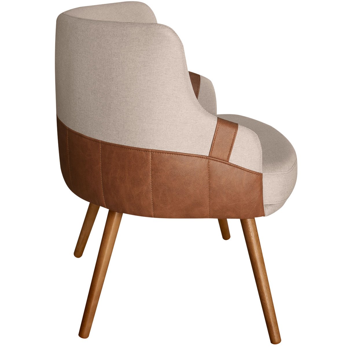 Poltrona para Sala e Escritório Decorativa Cássia Corino Marrom/Linho Bege