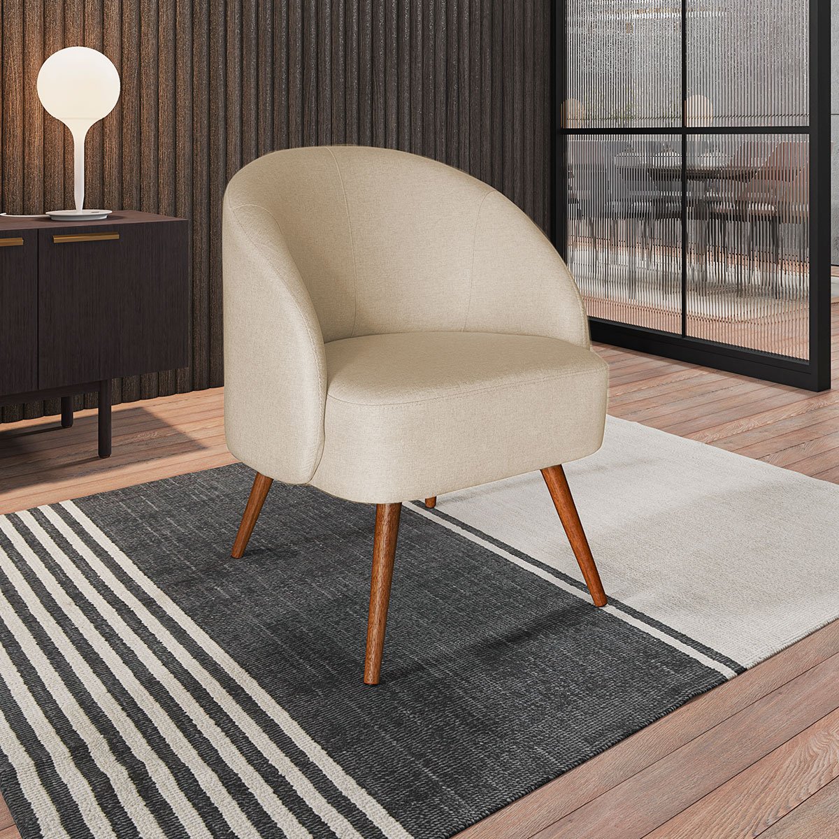 Poltrona para Sala e Escritório Decorativa Cadma Linho Bege