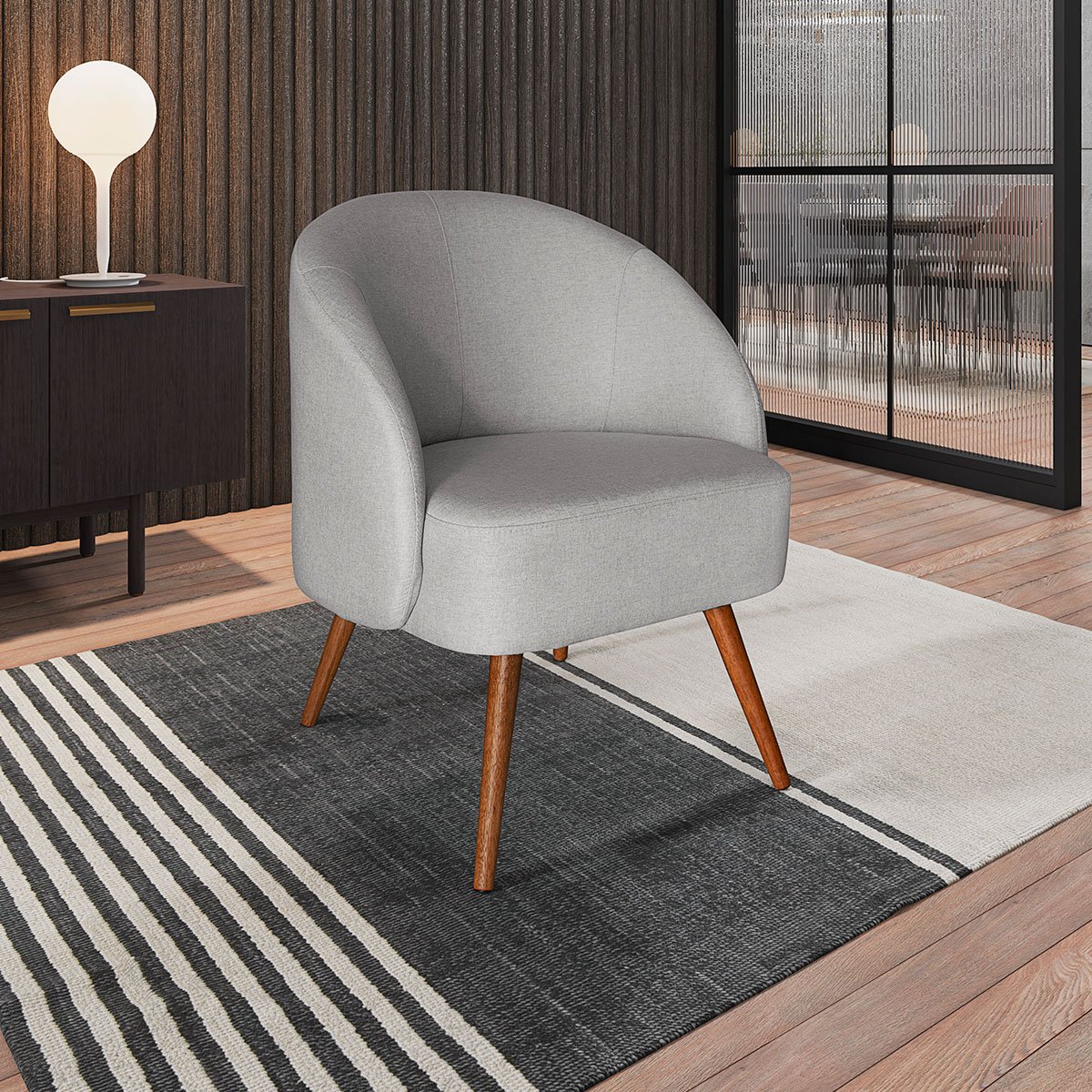 Poltrona para Sala e Escritório Decorativa Cadma Linho Cinza