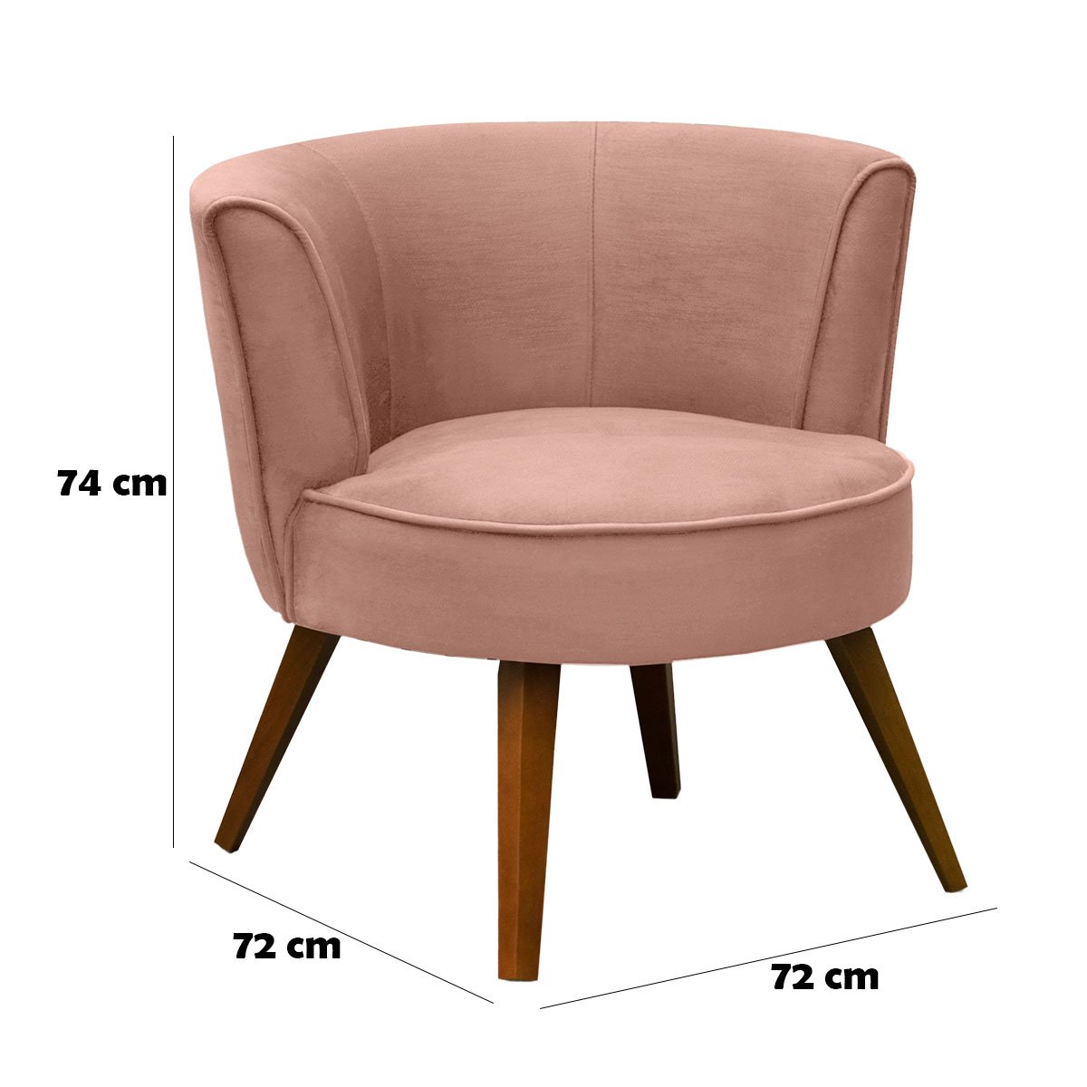 Poltrona para Sala e Escritório Decorativa Lara Veludo Rosê
