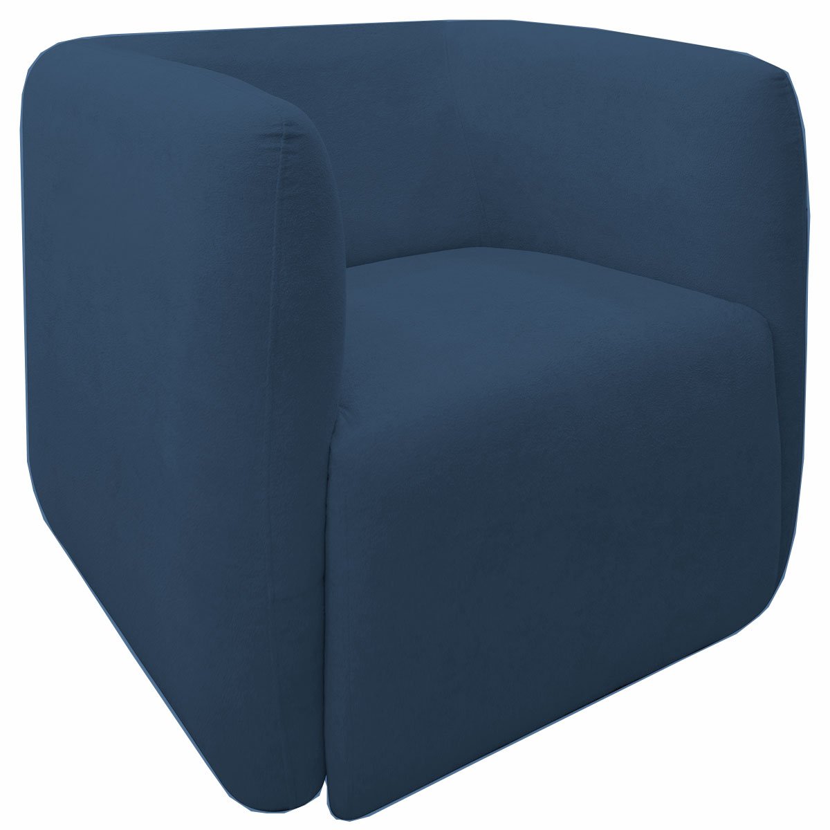 Poltrona para Sala e Escritório Decorativa Maliva Veludo Azul Marinho