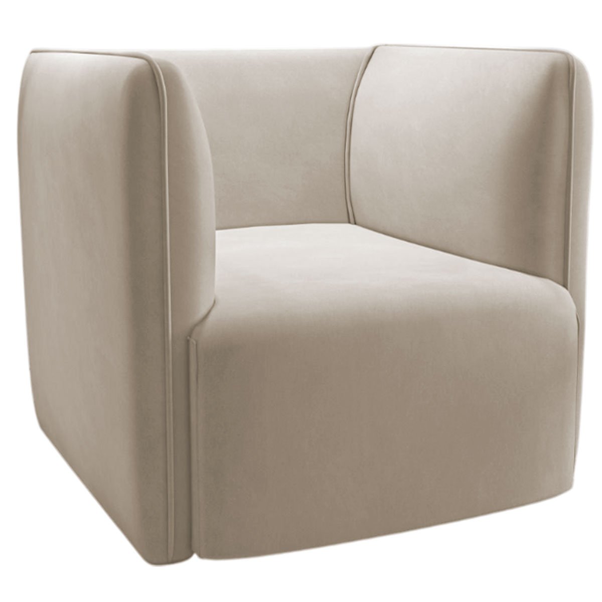 Poltrona para Sala e Escritório Decorativa Maliva Veludo Bege
