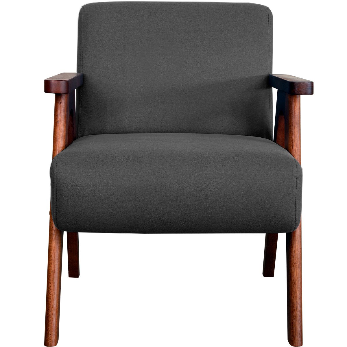 Poltrona para Sala e Escritório Decorativa Oceania Veludo Cinza