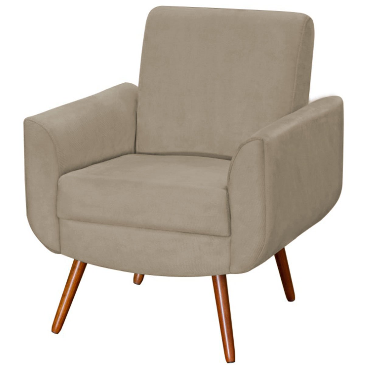 Poltrona para Sala e Escritório Decorativa Pé Palito Milão Veludo Bege