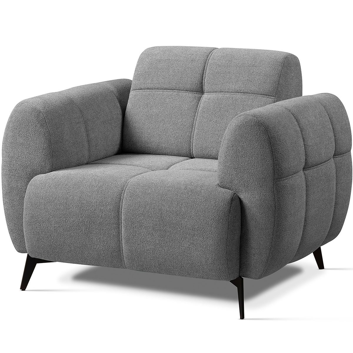 Poltrona para Sala e Escritório Decorativa Pés Metal Kania Linho Cinza