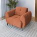 Poltrona para Sala e Escritório Decorativa Pés Metal Kania Linho Terracota