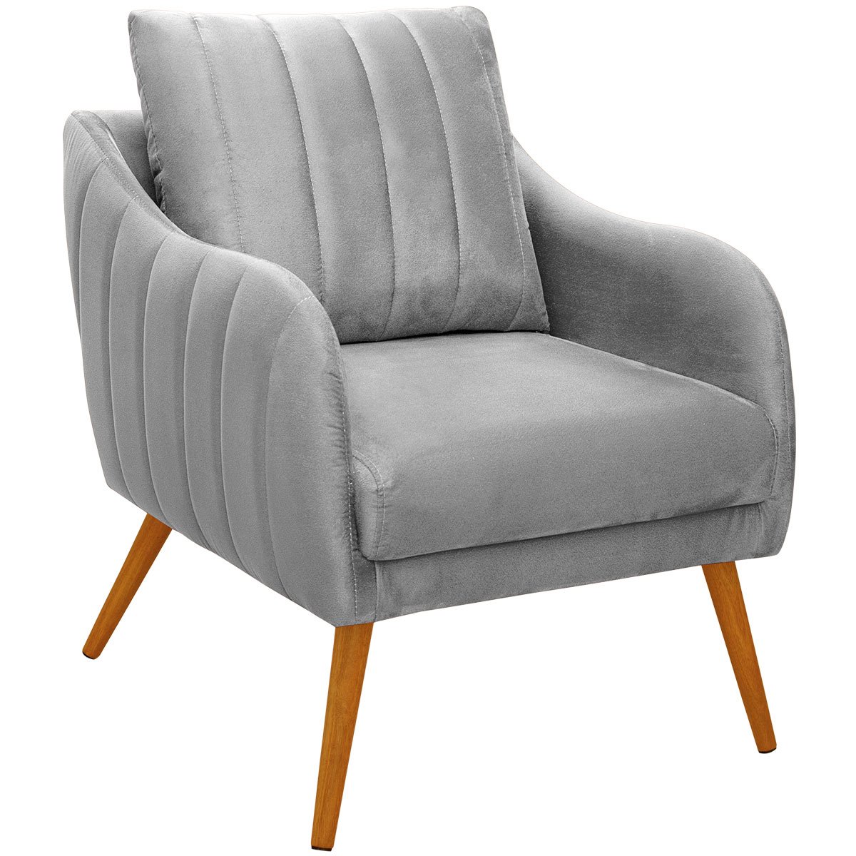 Poltrona para Sala e Escritório Decorativa Síria Veludo Prata