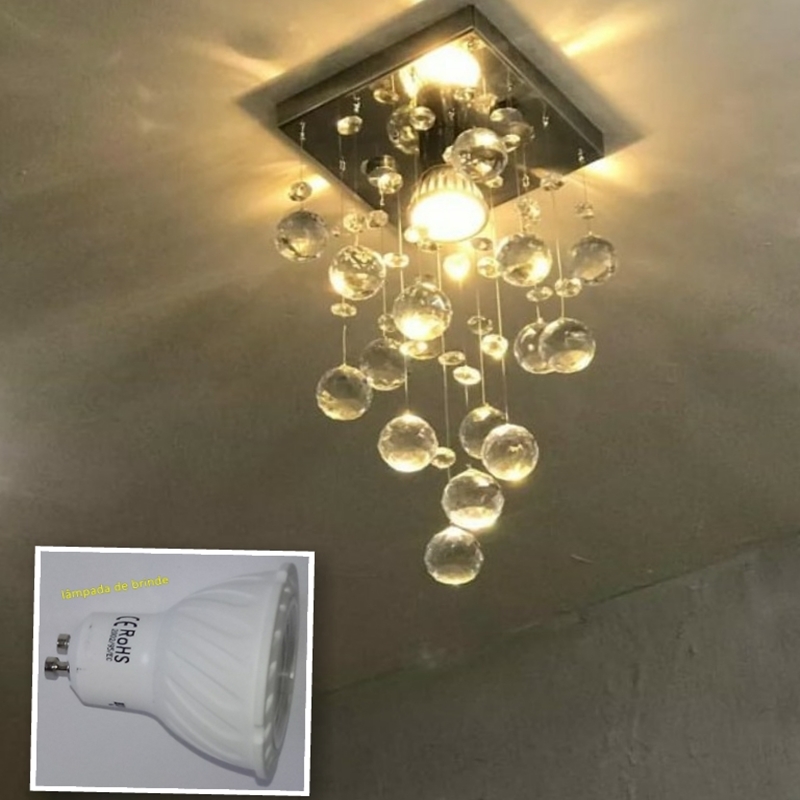 Lustre Chuva de Cristais para Lavabo e Hall Social 20cm