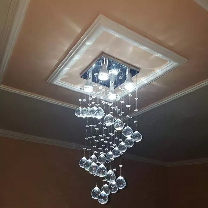 Lustre de Cristais Espiral para Hall de Entrada e Corredor 70cm