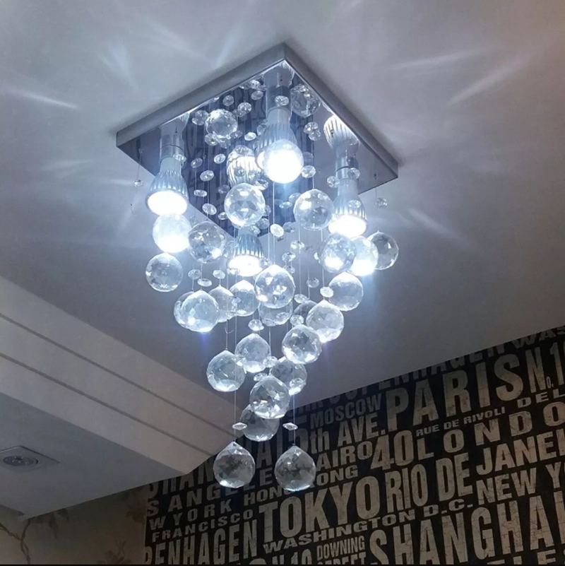 Lustre de Cristais Espiral para Sala de Jantar e Sala de Estar 50cm