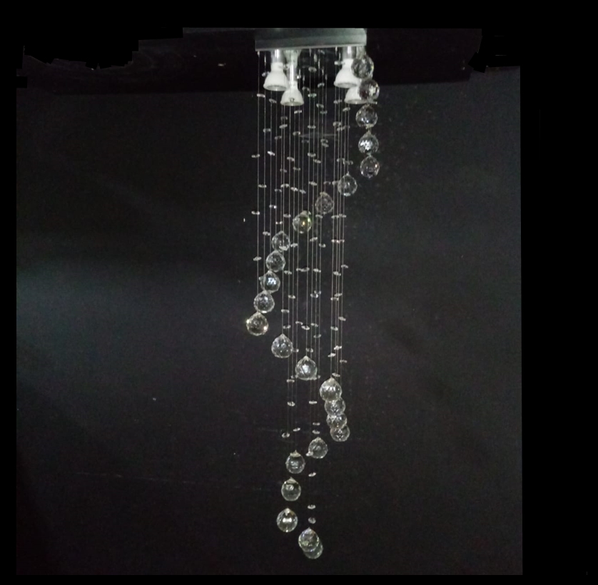 Lustre de Cristais Inox Espelhado Espiral para Recepção 50cm