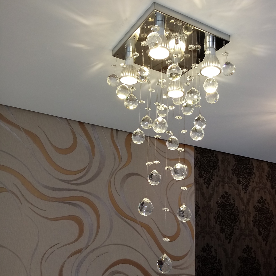 Lustre de Cristais Inox Espelhado para Quarto e Corredor 40cm