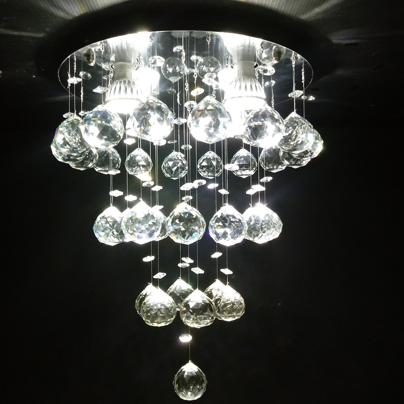 Lustre de Cristais Inox Espelhado para Sala de Jantar, Sala de Estar, Escritório e Quarto 40 cm