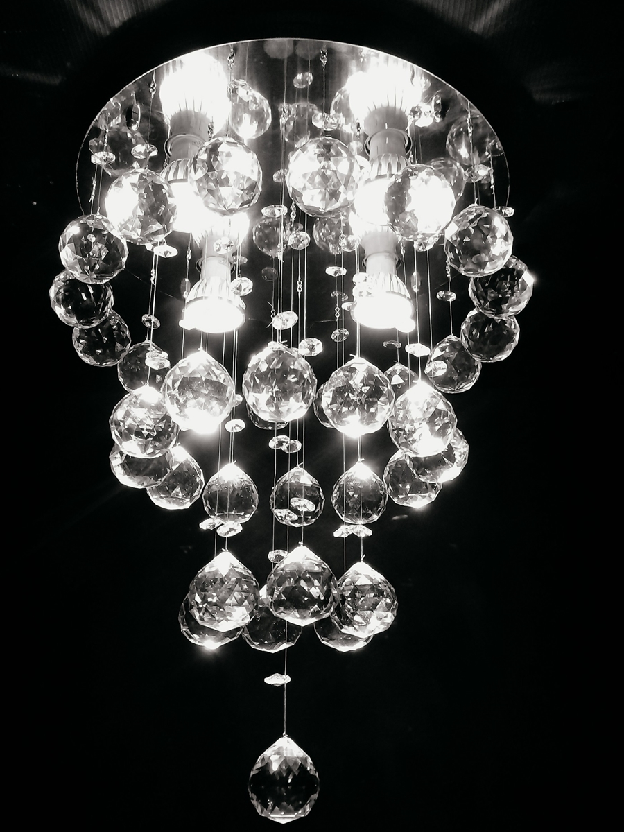 Lustre de Cristais Inox Espelhado para Sala de Jantar, Sala de Estar, Escritório e Quarto Incolor 35cm