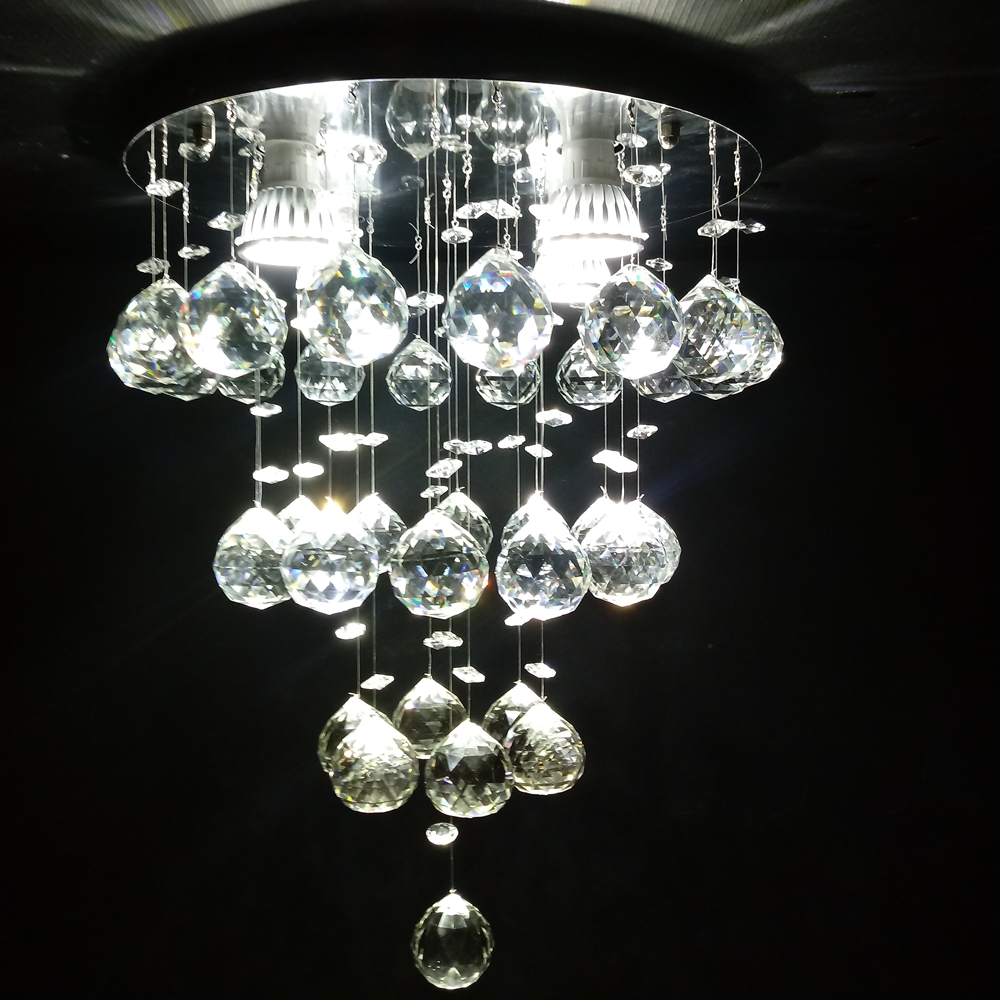 Lustre de Cristais Inox Espelhado para Sala de Jantar, Sala de Estar, Escritório e Quarto Incolor 70 cm