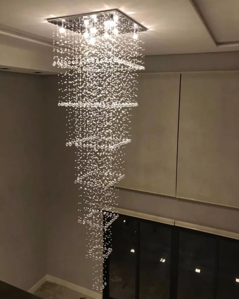 Lustre de Cristais Legítimos Inox Espelhado para Salão de Festas 210 cm