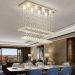 Lustre de Cristais Legítimos Inox Espelhado para Sala de Jantar e Sala de Estar 110 cm