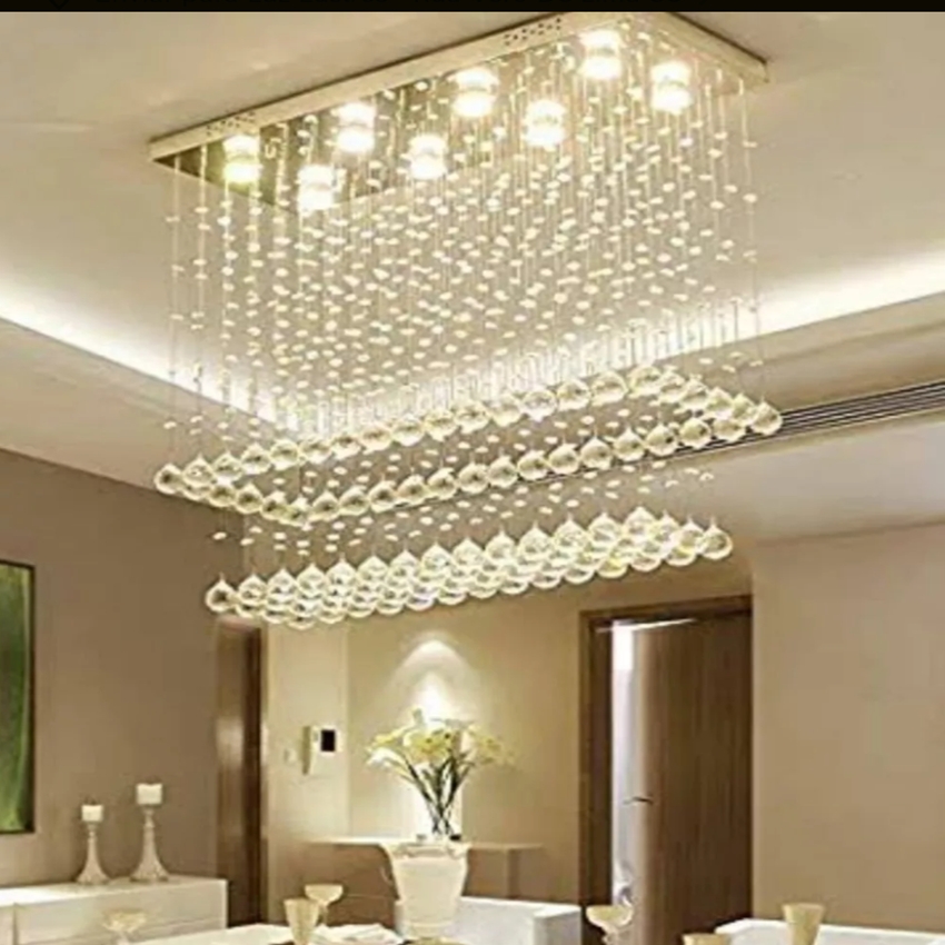 Lustre de Cristais Legitimo Inox Espelhado para Sala de Jantar e Sala de Estar 80cm de Altura
