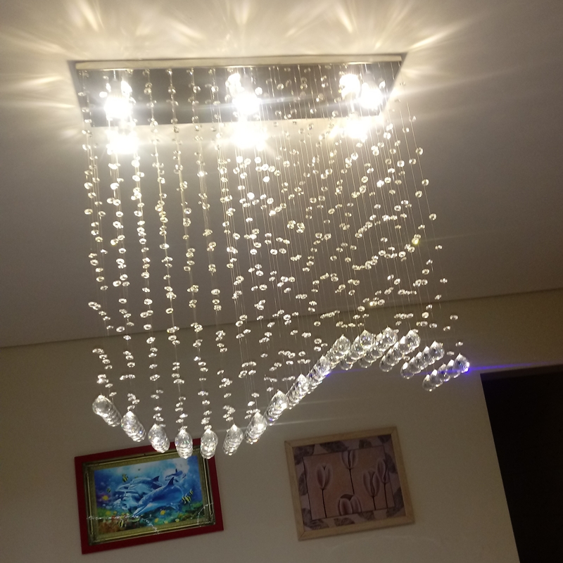 Lustre de Cristais Legitimo Ondular para Sala de Jantar e Sala de Estar 80cm