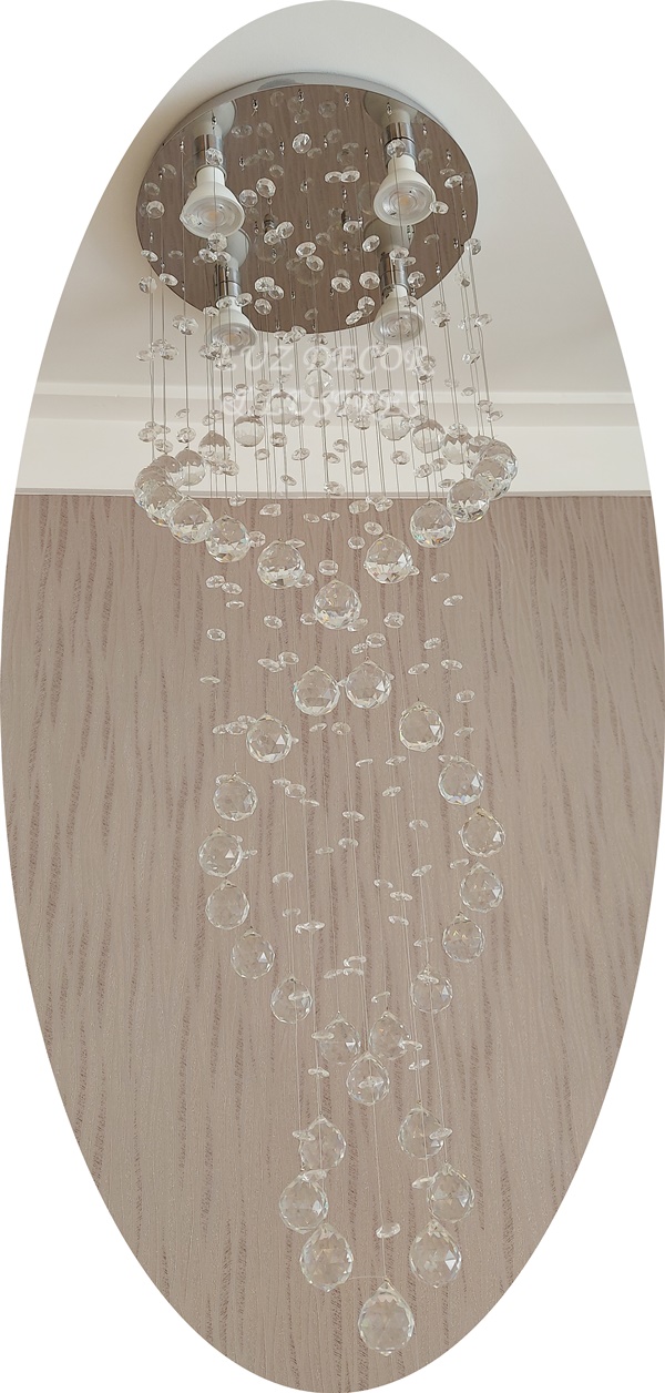 Lustre de Cristal Espiral duas Camadas Ideal Para Vão de Escadas Em Cristais Transparentes 