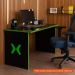 [OUTLET] Mesa Gamer LEX Preta e Verde com Detalhes que Brilham no Escuro