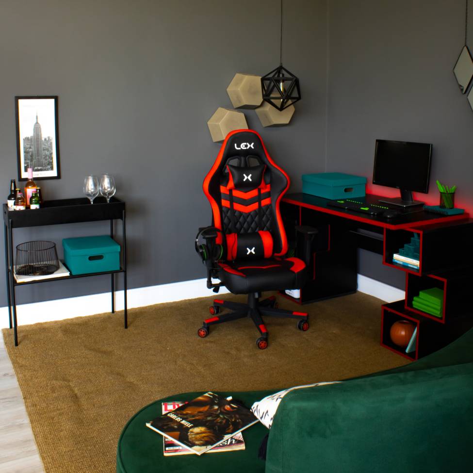 Cadeira Gamer Olympians Hades Preta e Vermelha