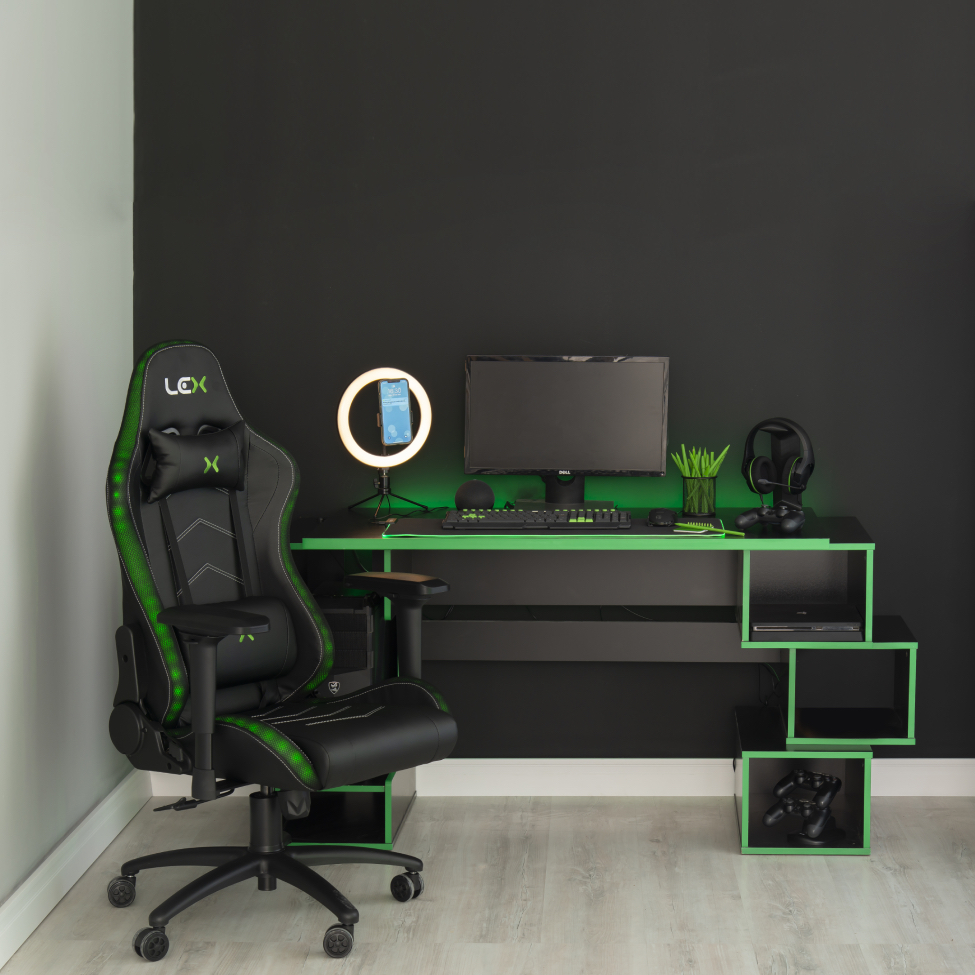 Cadeira Gamer Olympians Zeus LED RGB Preta