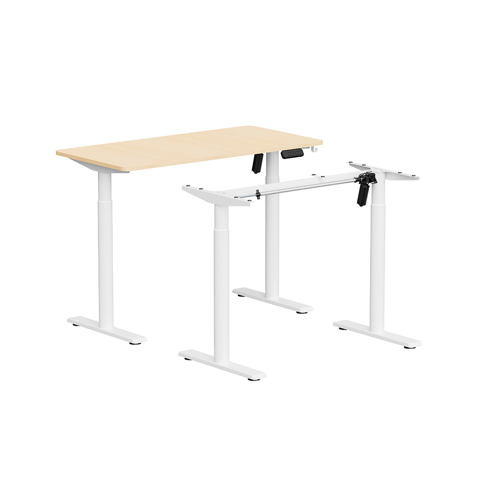 Mesa Ergonômica com Regulagem de Altura Cloud Branca e Natural