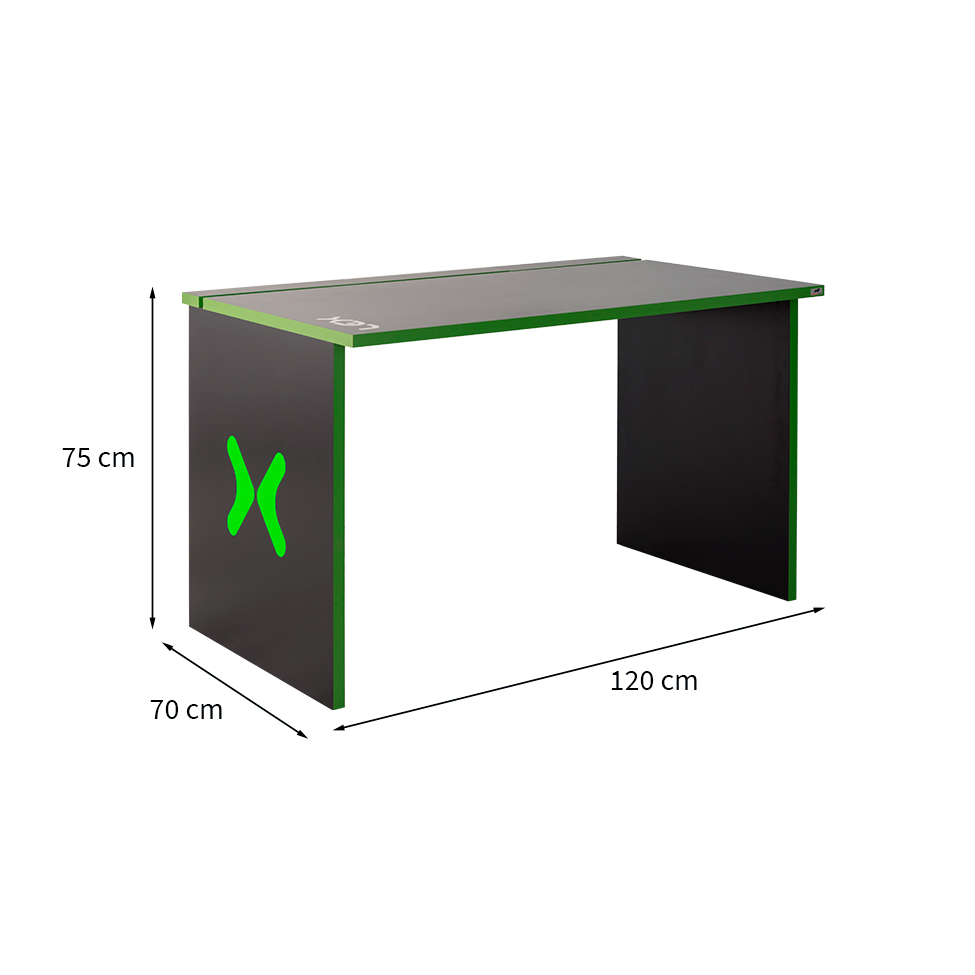 Mesa Gamer LEX Preta e Verde com detalhes que brilham no escuro