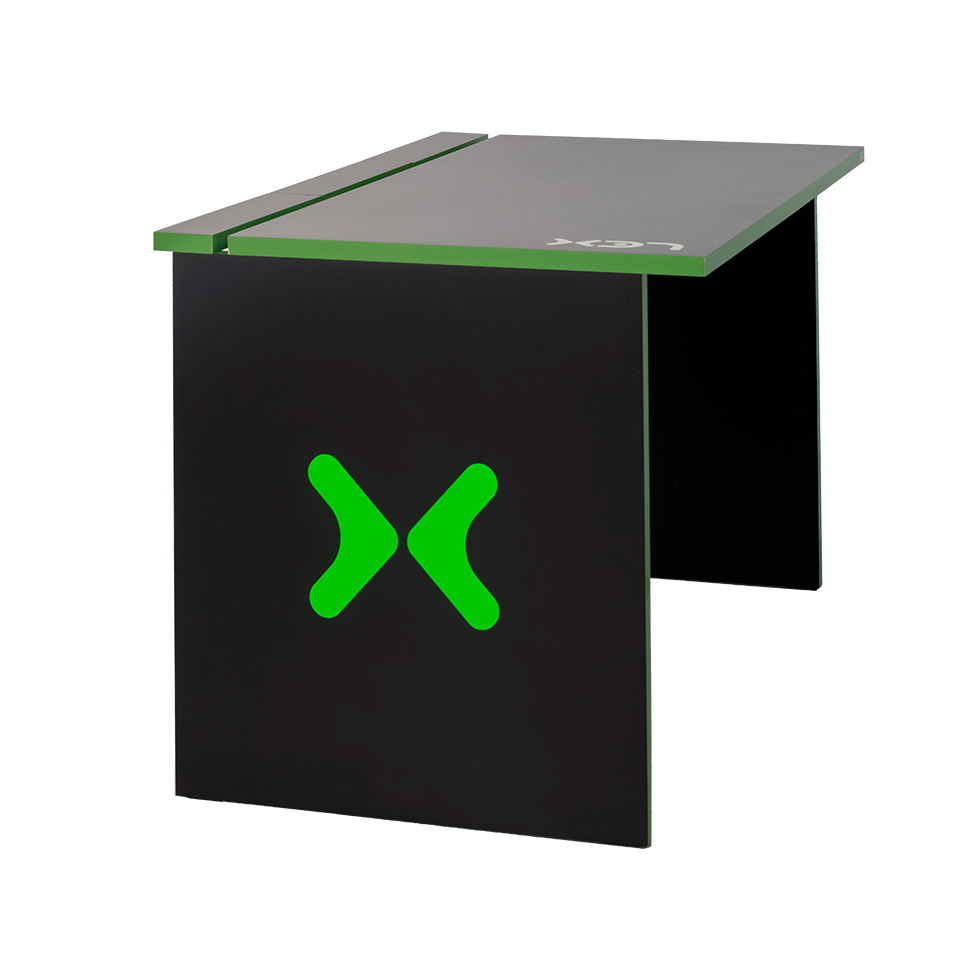Mesa Gamer LEX Preta e Verde com detalhes que brilham no escuro