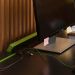 Mesa Gamer LEX Preta e Verde com detalhes que brilham no escuro